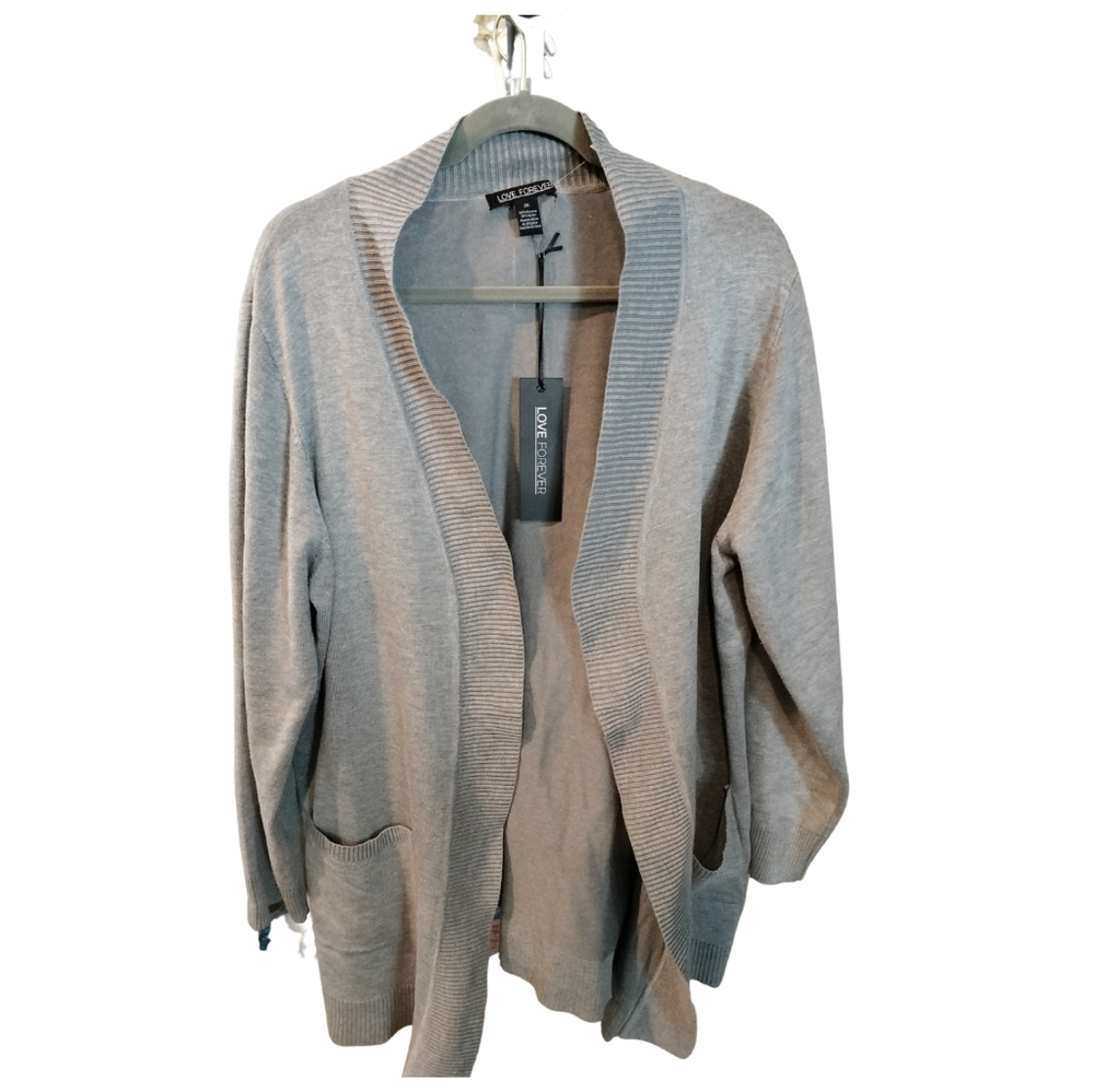 3X Plus Size Gray Cardigan